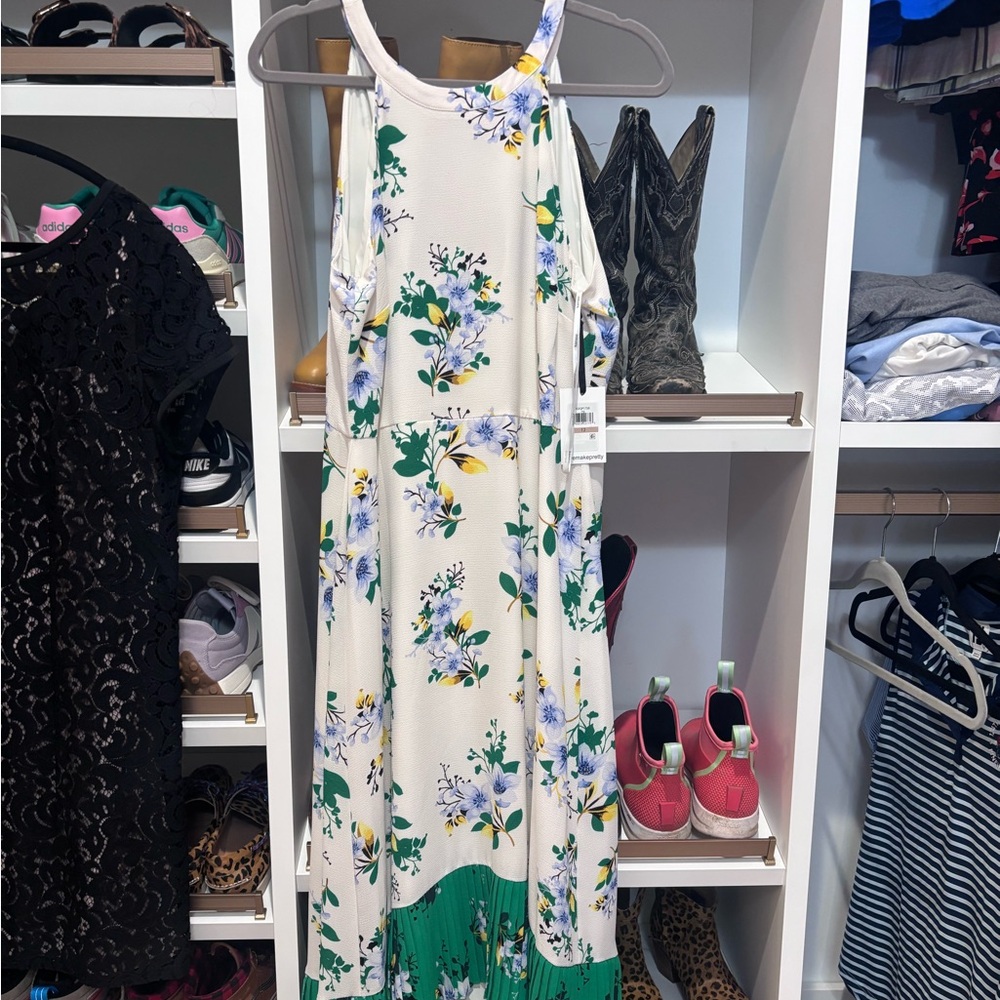 Kensie Floral Dress with Black and White Accents
